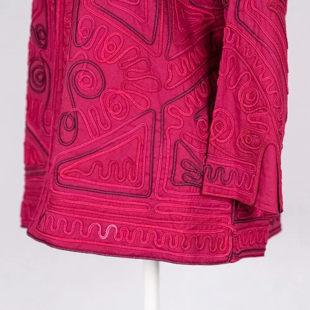 Embroidered Wearable Art Jacket Berry MEDIUM Abstract Bohemian Boho Southwestern